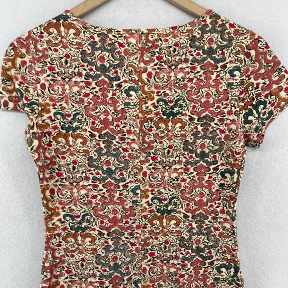 PERUVIAN CONNECTION Dress XS Spice Route Filigree Scroll Stretch Cotton Pink - Picture 4 of 13